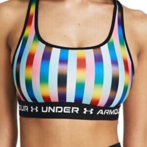 Under Armour Rainbow Striped Pride Crossback Compression Sports Bra Size M